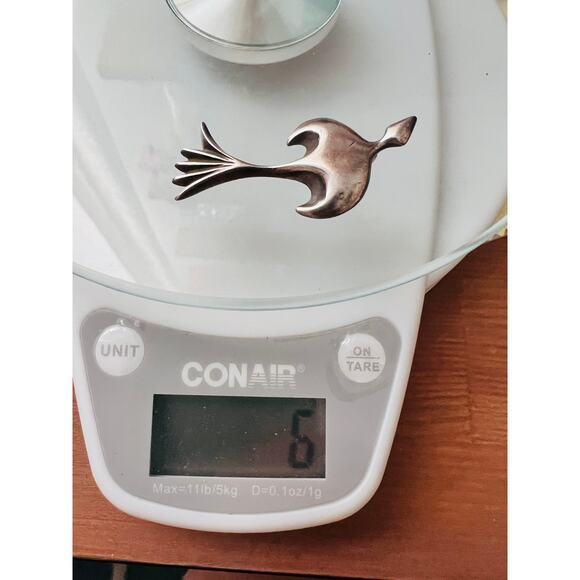 Vintage Modernist Sterling Silver Bird Pendant 6g Signed 1.6” Mid Century - Picture 9 of 9